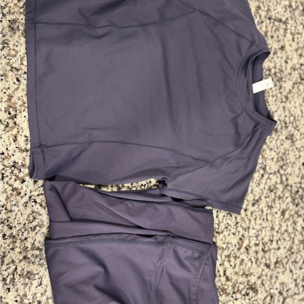 Gray Athletic Top and Leggings Set